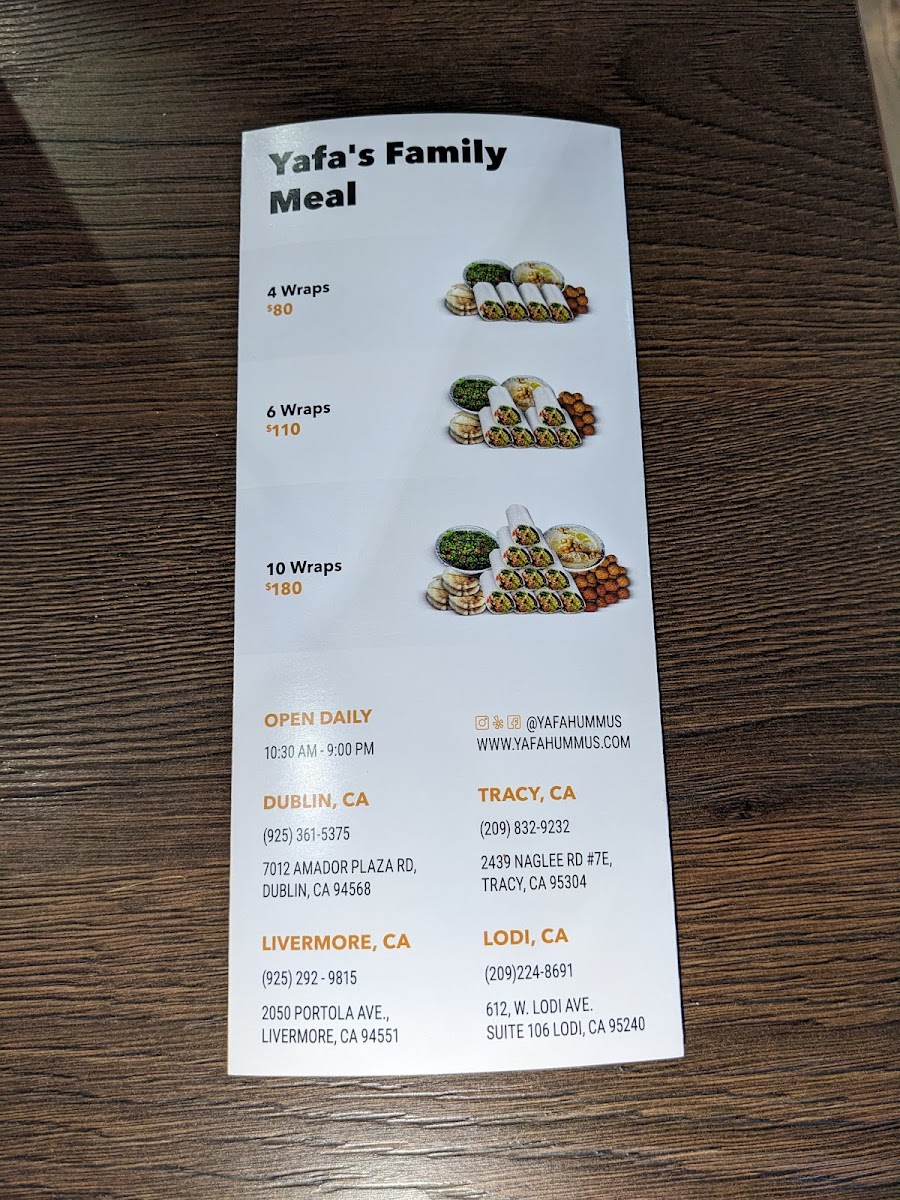 Yafa Hummus Menu - Image 2